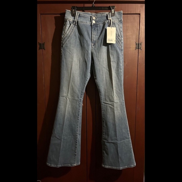 Frame The Double Detail High Rise Flare Denim Jeans Color Merced Size 32 - NWT - Picture 10 of 16